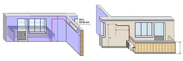 Установка внутреннего блока кондиционера на правой стене, наружный на балконном ограждении